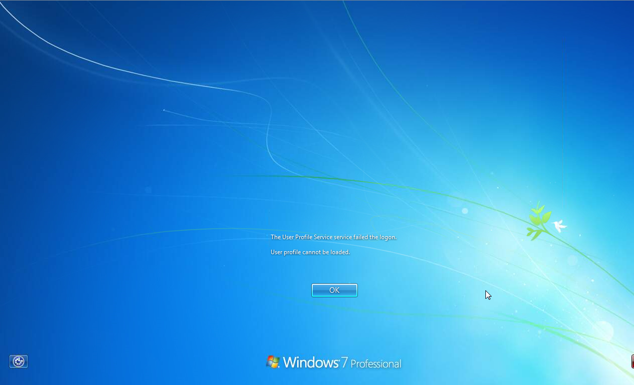Benutzerprofil : windows user profile could not loaded